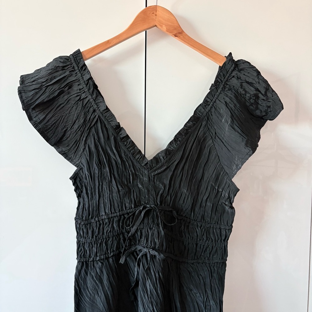 J. Crew Black Palermo Viscose Blend Crinkle Dress - Picture 5 of 13